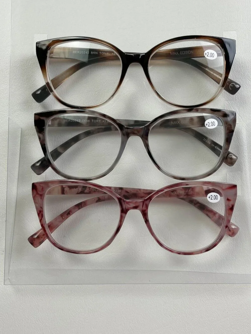 Max Edition 3 Pack Reading Glasses +2.00  Brown Demi Blush Tortoise New